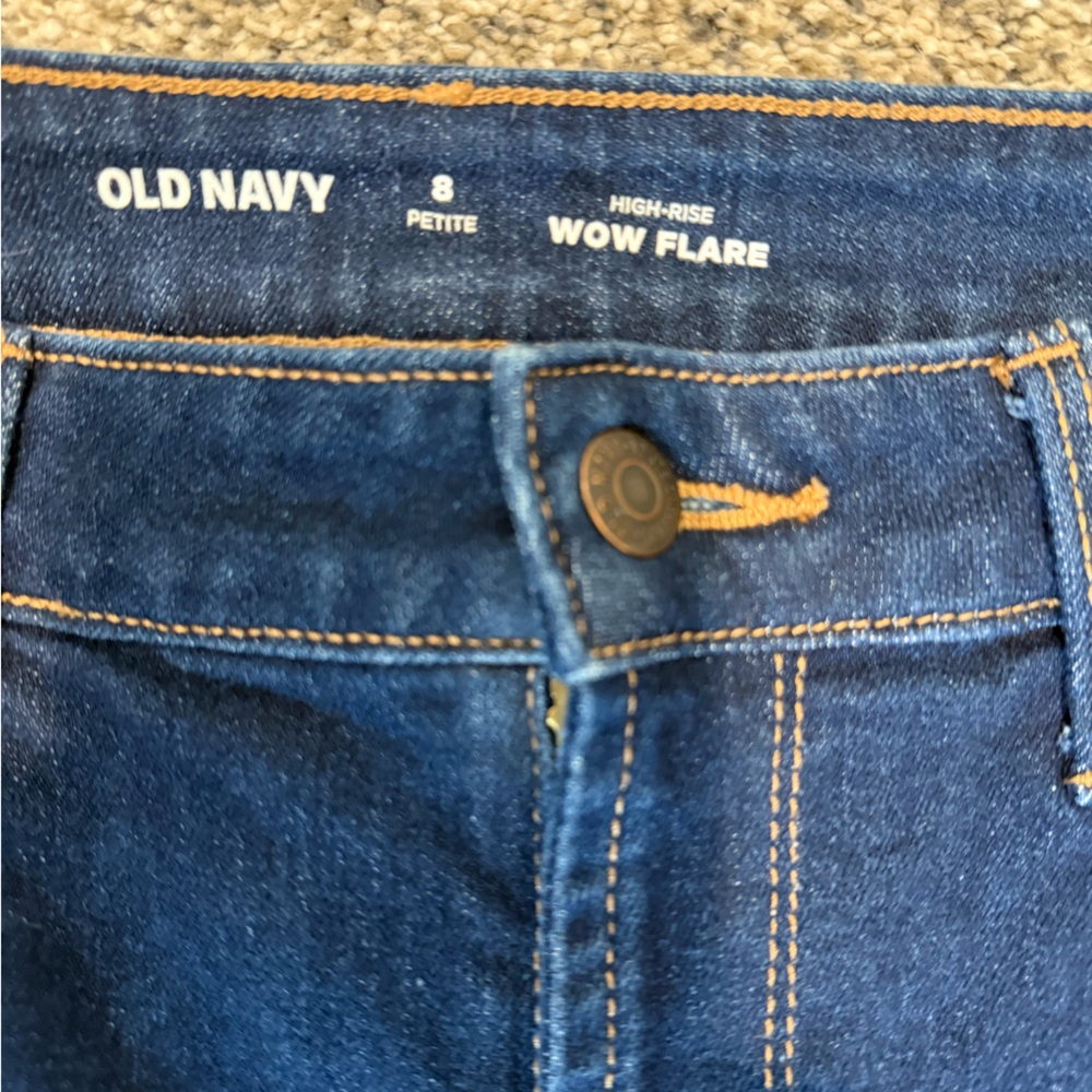 Old Navy Dark Blue High-Rise Flare Jeans - Picture 2 of 6